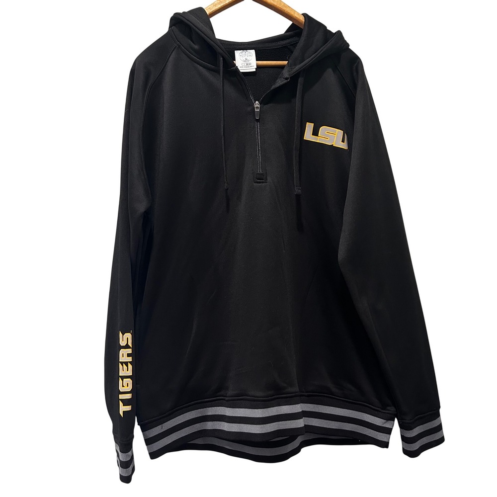 Rivalry Threads LSU Tigers Quarter Zip Hoodie Black Gold Mens‎ Large